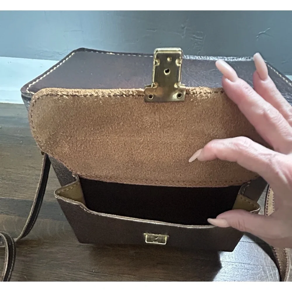 Vintage Camera‎ Bag Brown Leather Carrying Case Shoulder Strap Collectable Prop